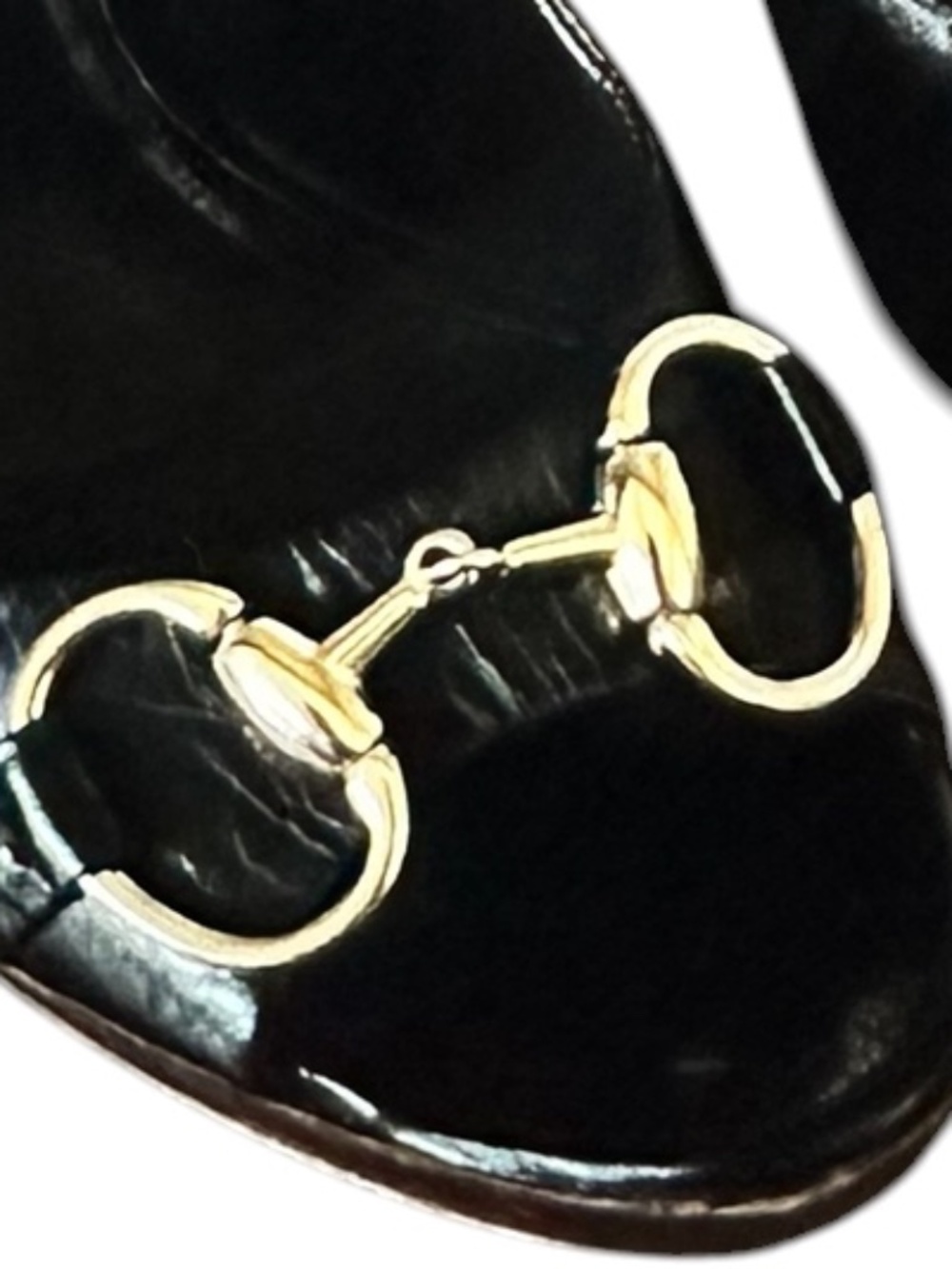 Authentic GUCCI Black Peep-Toe High Heels Size 7B - Picture 5 of 10